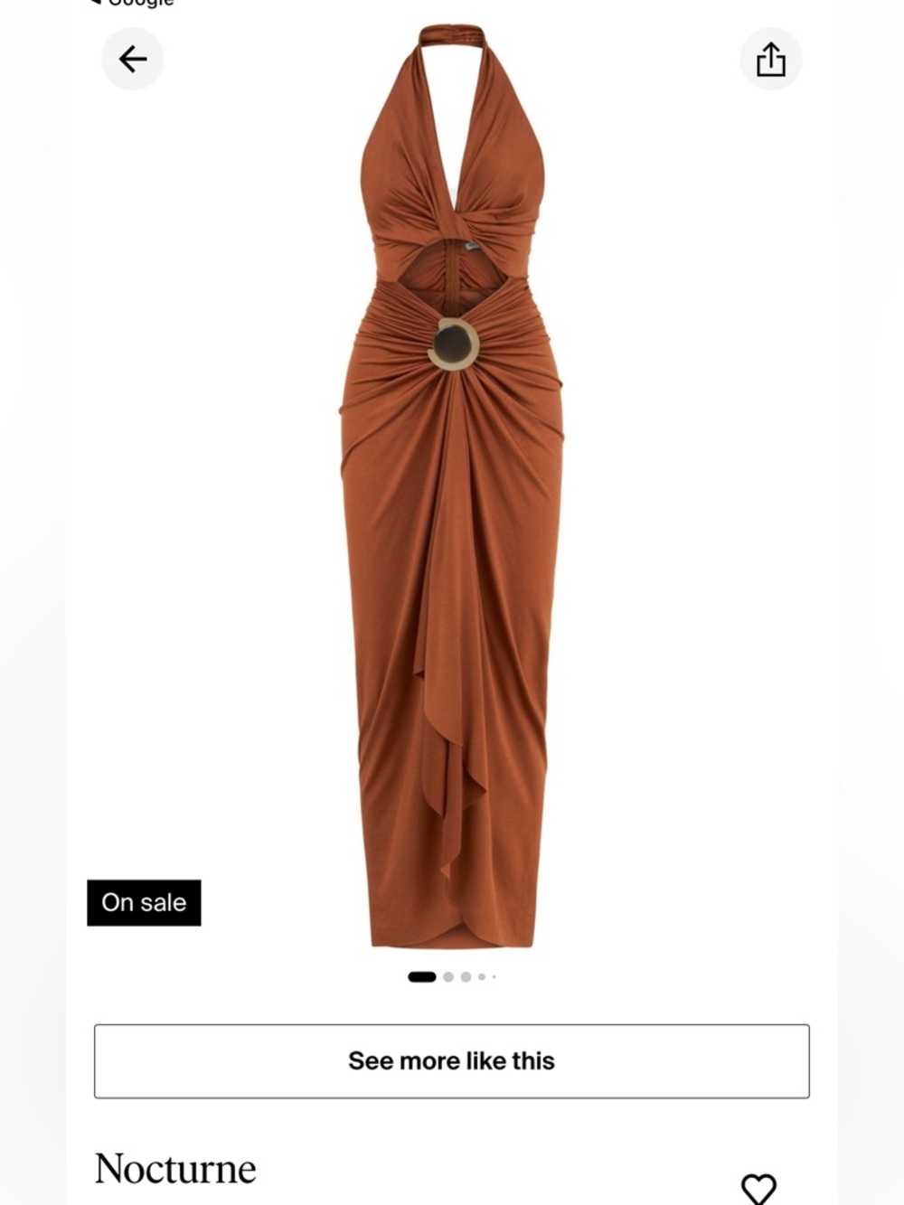 Nocturne Rust Halter Maxi Dress with Ring Detail